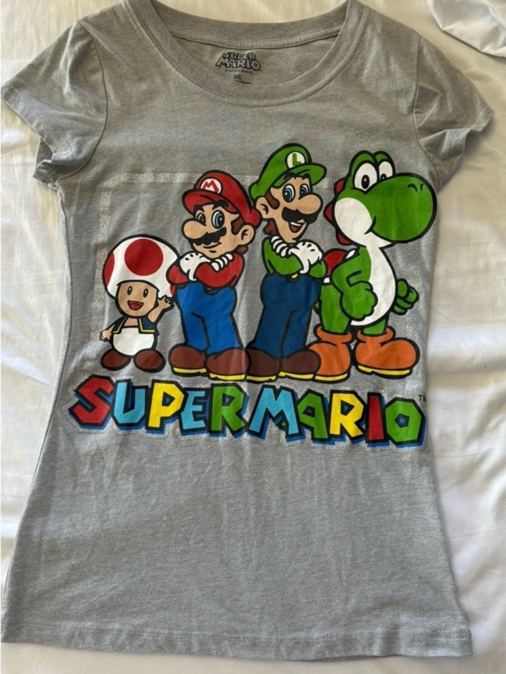 Nintendo Gray Short Sleeve Super Mario Character Tee ‘Group Shot’